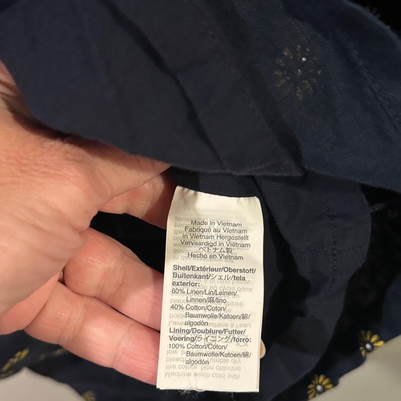 J.Crew Navy Linen Blend Daisy Print Button Front Dress Size 4 - Picture 4 of 6